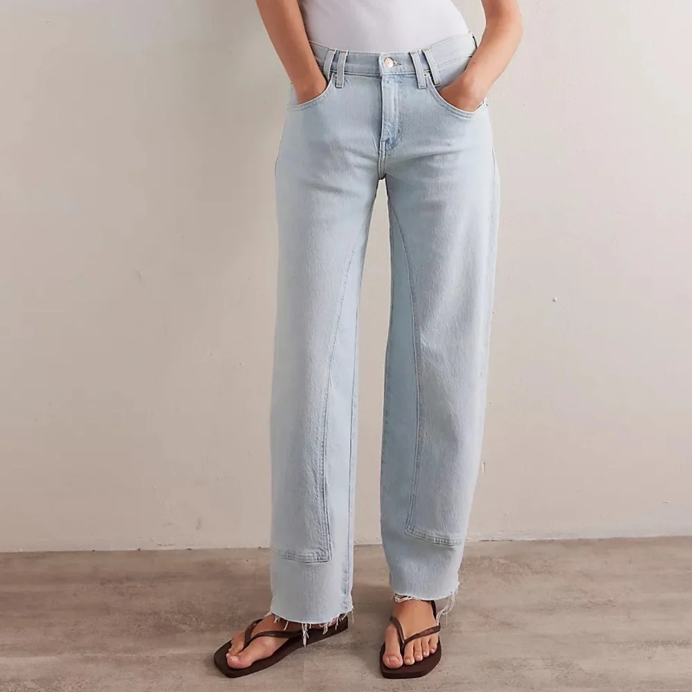 FREE PEOPLE Risk Taker High-Rise Jeans We The Free NWT Day Dream Blue Lite Wash - Picture 2 of 11